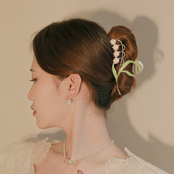 Qoo10] ヘアクリップ 花 鈴蘭 ヘアアクセサリー