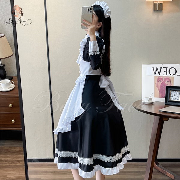 Qoo10] 英国風 メイド服 長袖 大きいサイズ コ