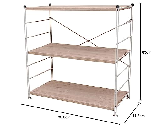 山善(YAMAZEN) ウッドシェルフ 3段 アンティークアイボリー 幅85.5×奥行41.5×高さ85cm MWS-80843(AIV/SWH)