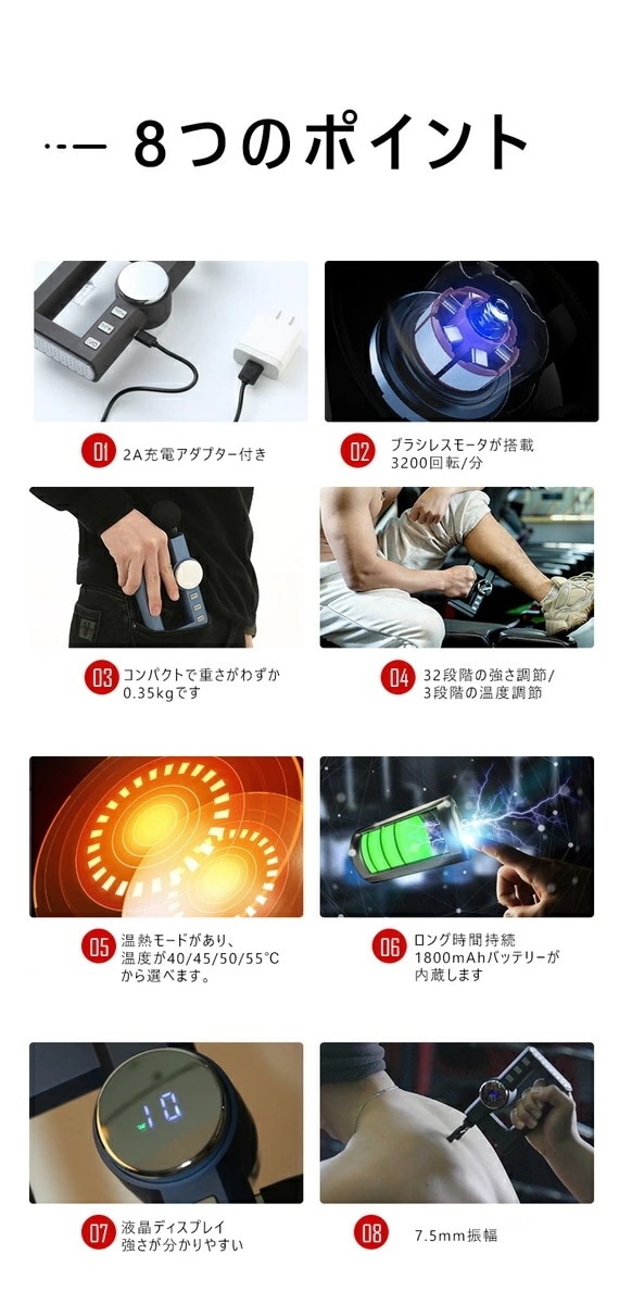 筋膜リリース マッサージ器 ボディケア 軽量 小型 全身ケア プレゼント ギフト プレゼント ボディケア パワフル 3段階温熱調節 持ち運びにも便利 筋膜ガン エクササイズ マッサージガン 男性 女
