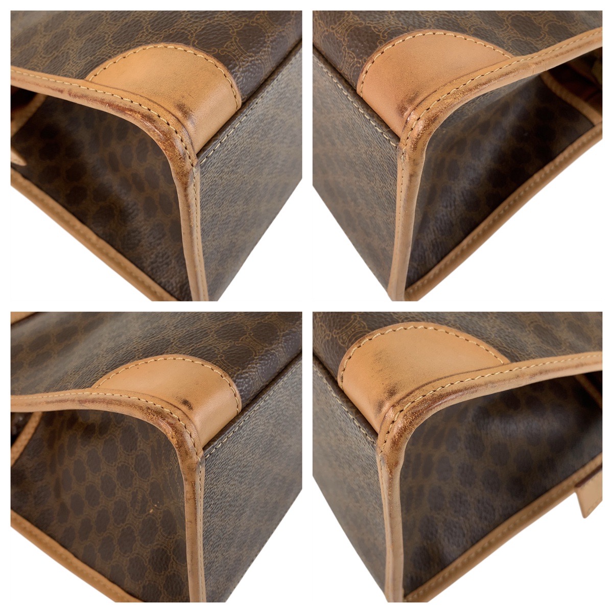 ヴィンテージ マカダム ブラウン ゴールド金具 PVC/レザー ハンドバッグ トートバッグ レディース 503293