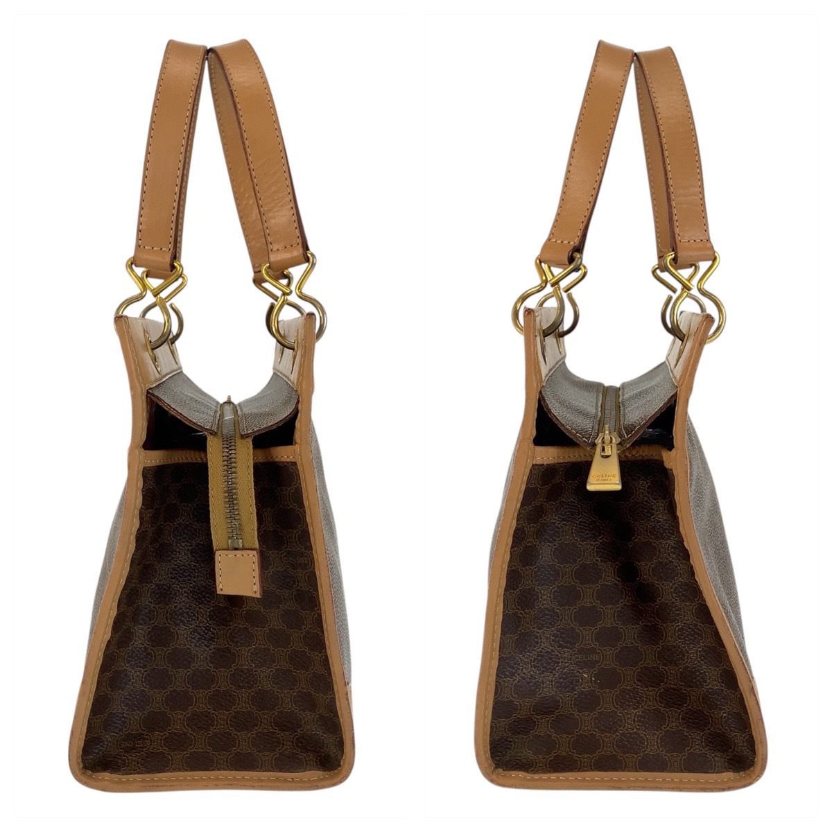 ヴィンテージ マカダム ブラウン ゴールド金具 PVC/レザー ハンドバッグ トートバッグ レディース 503293