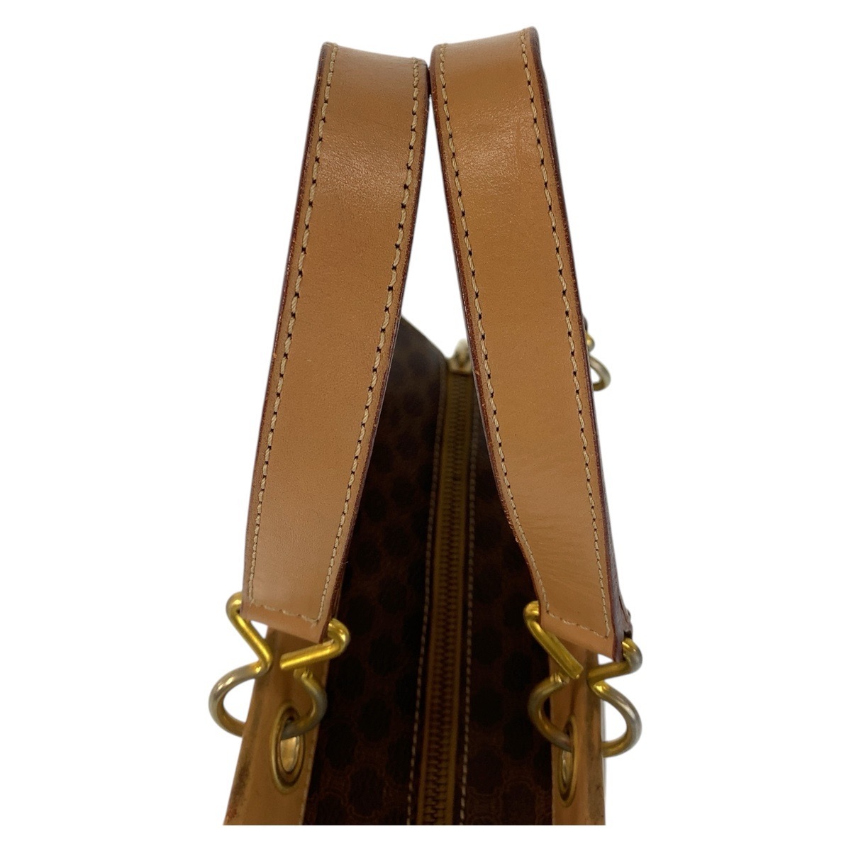 ヴィンテージ マカダム ブラウン ゴールド金具 PVC/レザー ハンドバッグ トートバッグ レディース 503293