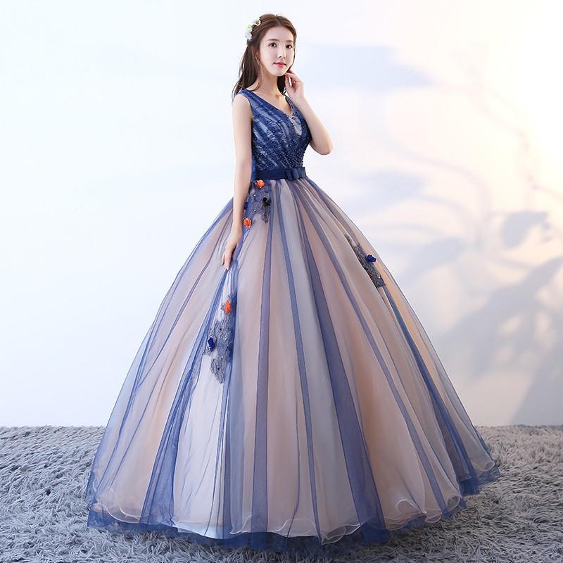 カラードレス ウェディングドレス ロング パーティードレス 花嫁 結婚式 ピアノ 発表会 フォーマル Vネック 体型カバー 演奏会用 大人 大きいサイズ