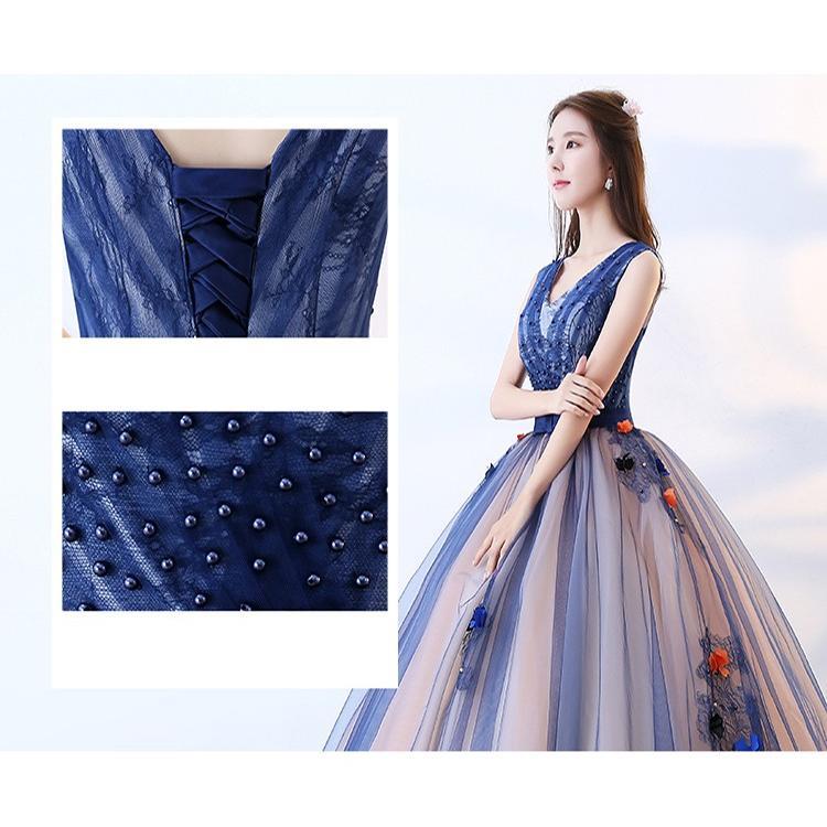 カラードレス ウェディングドレス ロング パーティードレス 花嫁 結婚式 ピアノ 発表会 フォーマル Vネック 体型カバー 演奏会用 大人 大きいサイズ