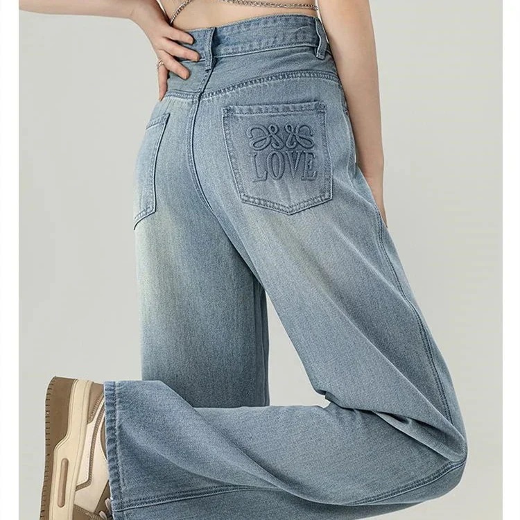 ワイドパンツ 2024の新作 デニムボトムス ハイウェスト 着痩せ ジーンズ ジョガーパンツ 長ズボン ズボン