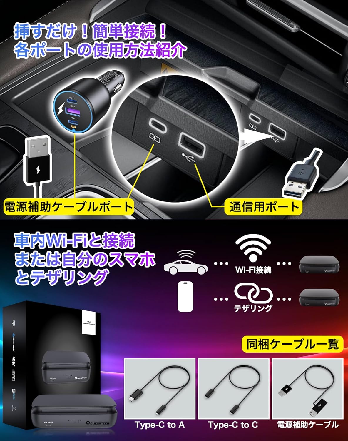 【トヨタ 適用 レクサス 適用】OMEGATECH【国内正規品】新型 Carplay AI BOX 車載DVD/CDプレーヤー 一体型 Youtube/Netflixなど視聴可能 USB再生
