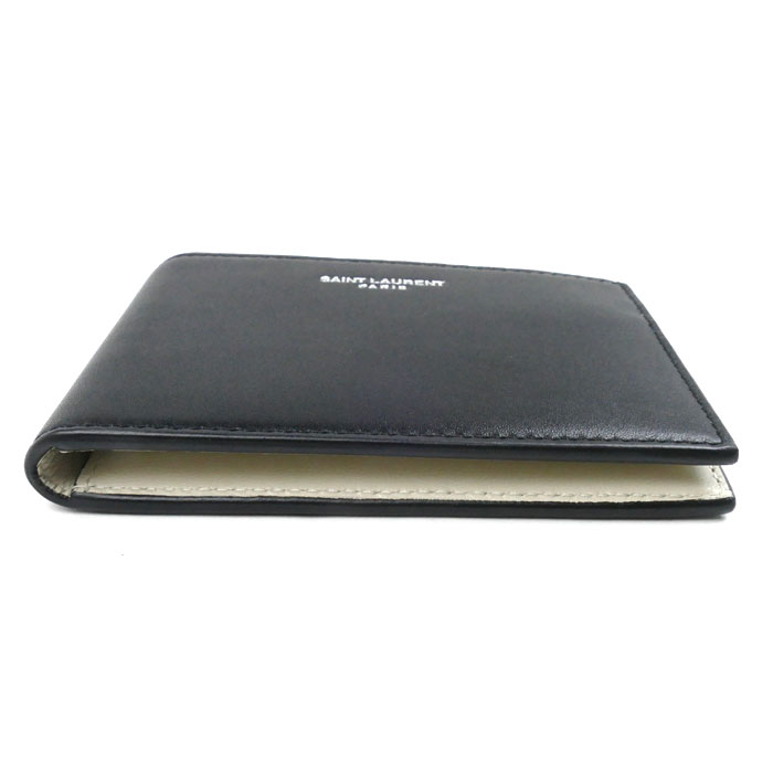 SAINT LAURENT PARIS サンローランパリ 二つ折り財布 ブラック アイボリー 779760AADAQ1031 メンズ 中古 美品 SAINT LAURENT PARIS サンローランパリ 二つ折り財布 ブラック アイボリー 779760AADAQ1031 メンズ 中古 美品
