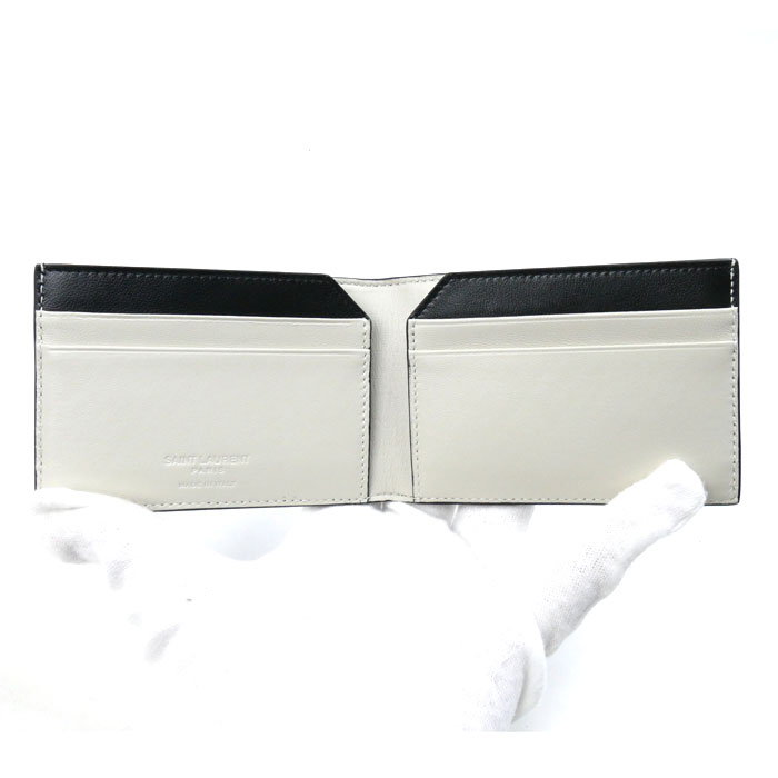 SAINT LAURENT PARIS サンローランパリ 二つ折り財布 ブラック アイボリー 779760AADAQ1031 メンズ 中古 美品 SAINT LAURENT PARIS サンローランパリ 二つ折り財布 ブラック アイボリー 779760AADAQ1031 メンズ 中古 美品