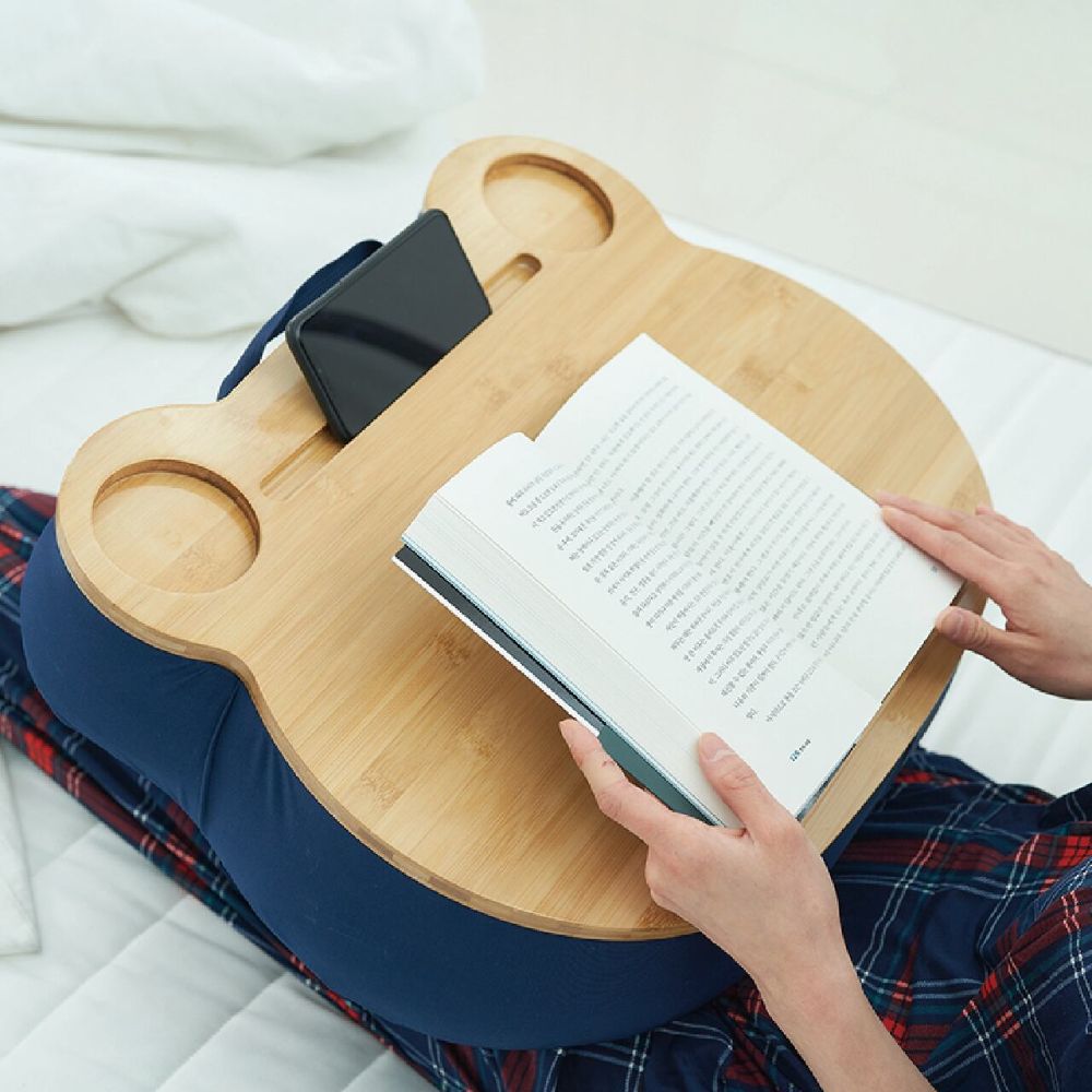 ヒーリングベア ネイビー クッションテーブル 多機能 デスク リモートワーク おうち時間 勉強 読書 食事 子供机 [コレカラマーケット]