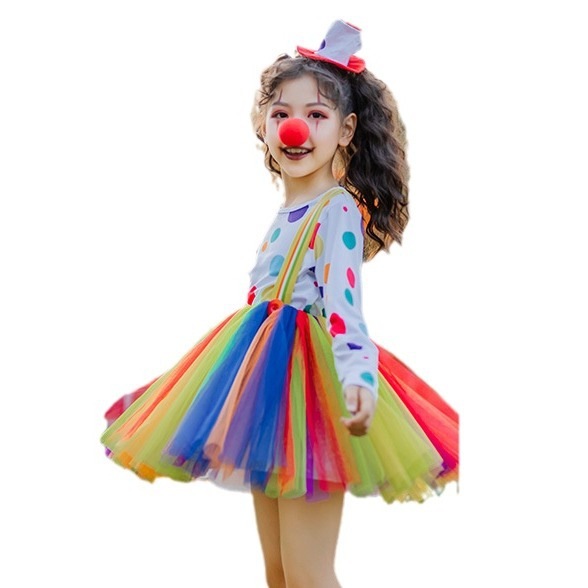 ハロウィン 子供用 ピエロ コスチューム パフォーマンス衣装 メッシュ ステージ キャットウォーク ダンス衣装 学生用 レインボー チュチュ スカート 子供服 女の子 ハロウィン 子供用 ピエロ コスチューム パフォーマンス衣装 メッシュ ステージ キャットウォーク ダンス衣装 学生用 レインボー チュチュ スカート 子供服 女の子