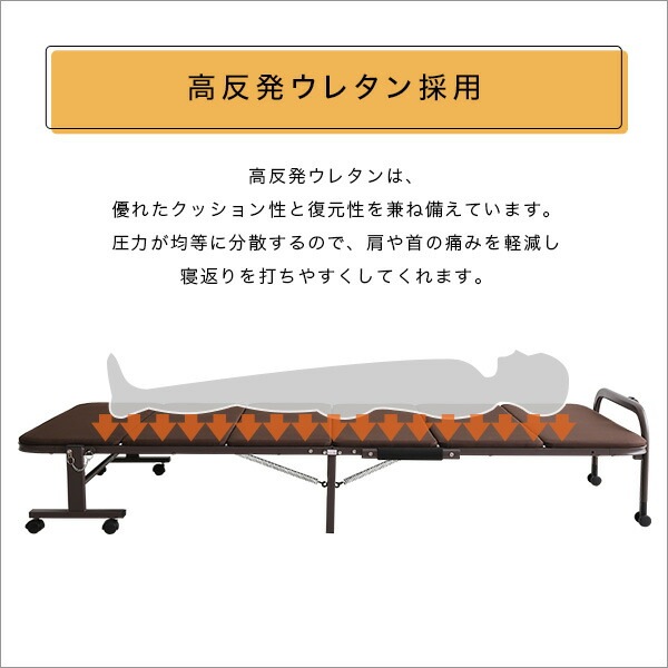 パイプベッド 折りたたみ シングル 高反発 ウレタン キャスター付き 【Quisis-クイシス-】 折りたたみベッド 折り畳みベッド ローベッド 簡易ベッド コンパクト ベット 寝具 新生活 一人暮ら