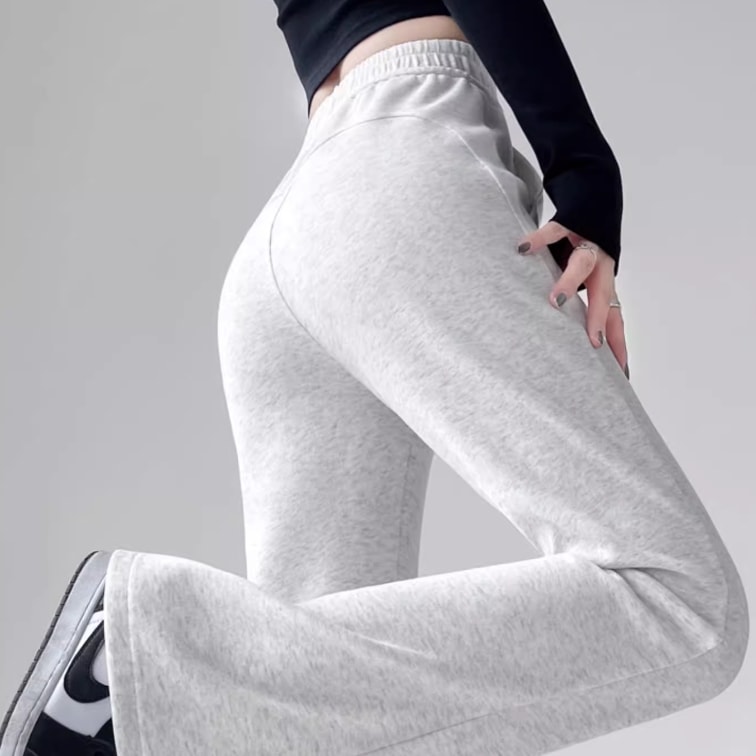 レディース パンツ ボトムス スウェット ロングパンツ ブーツカットパンツ ロング ワイド ポケット ハイウエスト ウエストゴム 伸縮性 薄手 かわいい 大人可愛い きれいめ シンプル カジュアル