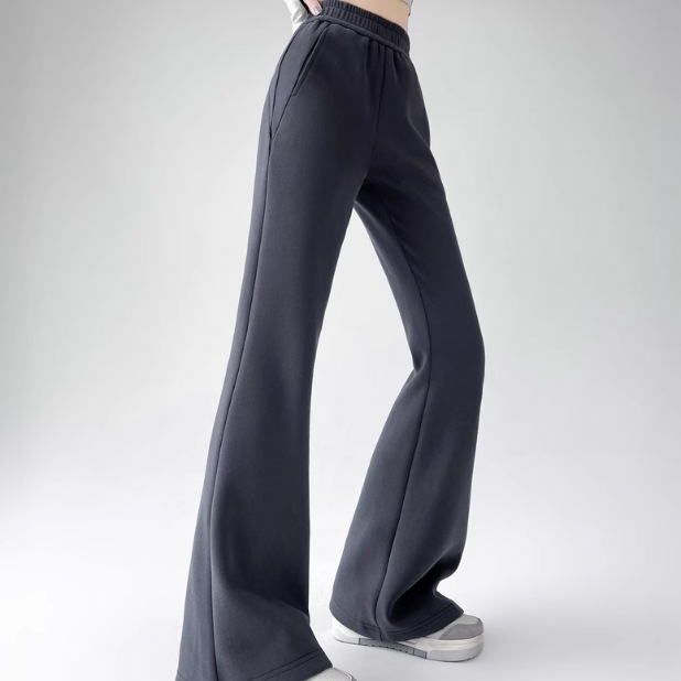 レディース パンツ ボトムス スウェット ロングパンツ ブーツカットパンツ ロング ワイド ポケット ハイウエスト ウエストゴム 伸縮性 薄手 かわいい 大人可愛い きれいめ シンプル カジュアル