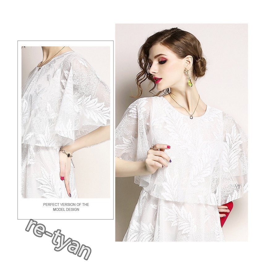 ワンピース レディース 春夏 マキシワンピース ワンピ レースドレス きれいめ 半袖 上品 着痩せ