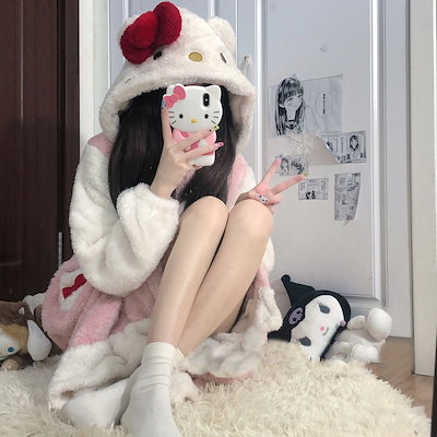 ハローキティ 着ぐるみパジャマ 大きめ Qoo10] 着ぐるみパジャマ ハローキティ/hell