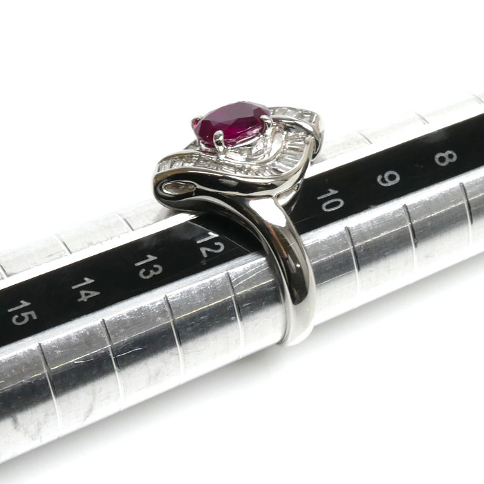 Pt900プラチナ リング指輪 ルビー1.25ct ダイヤモンド0.70ct 11