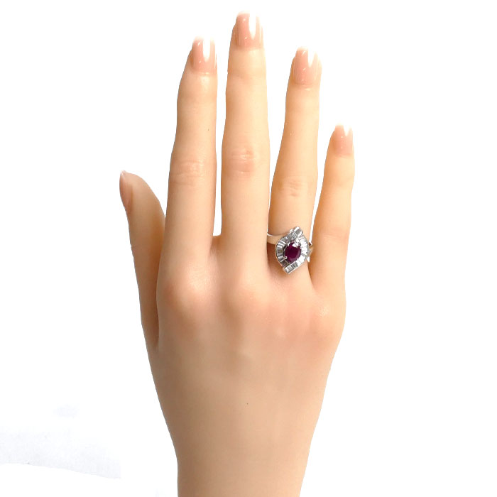 Pt900プラチナ リング指輪 ルビー1.25ct ダイヤモンド0.70ct 11