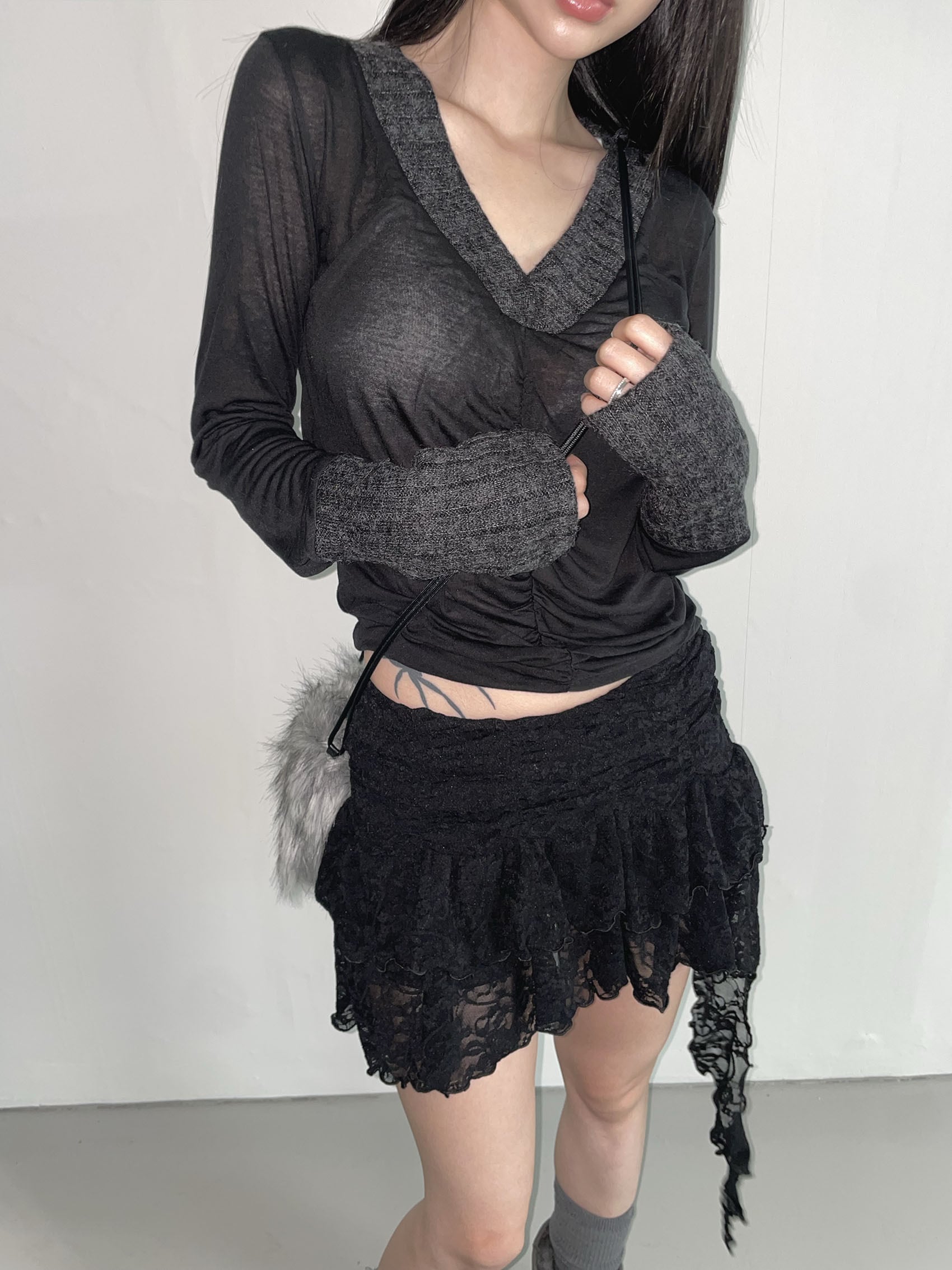 THEAIRTOWN】24FW mama lace sk ミニスカート ミニスカート