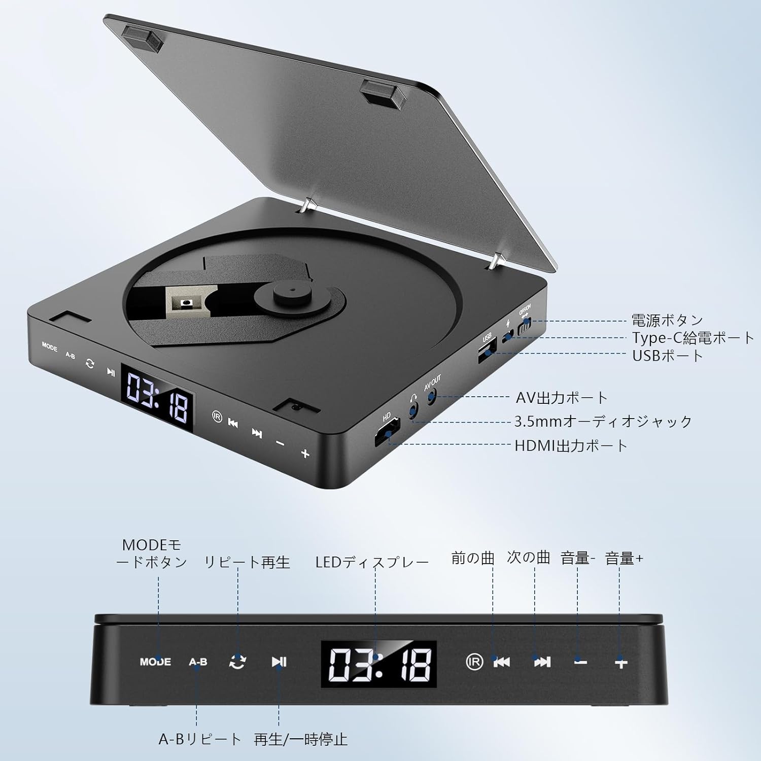 Qoo10] ポータブル DVDプレーヤー 小型 HD