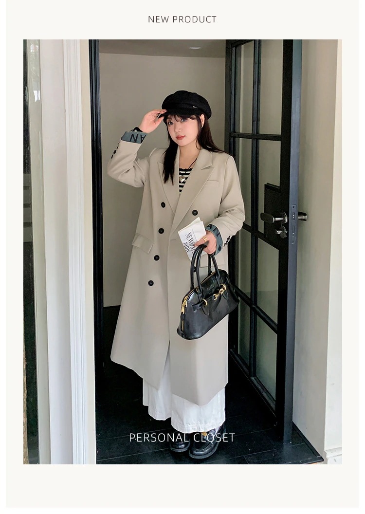 Hot!!!【ぽちゃまに】 2024秋新品 ロングスーツコート 体型カバー トレンチコート デニムドッキング 大きいサイズ チェスターコート レディース ロングコート アウター メガ割