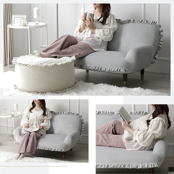 ロー ソファー 1.5人掛け 約幅110cm スモーキーグリーン 脚：ブラックxゴールド 肘付き コンパクト リクライニング 日本製