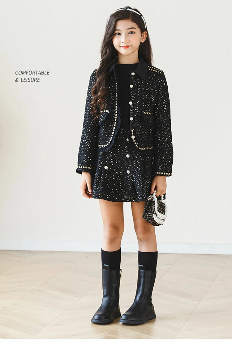 入学式 卒業式 子供服 女の子 小学生 子供 ドレス スカート ツイード スーツ ジャケット ショート丈 フォーマル スーツ 子供服 女の子 黒 可愛い キッズ セットアップ 入園式 卒園式 幼稚園