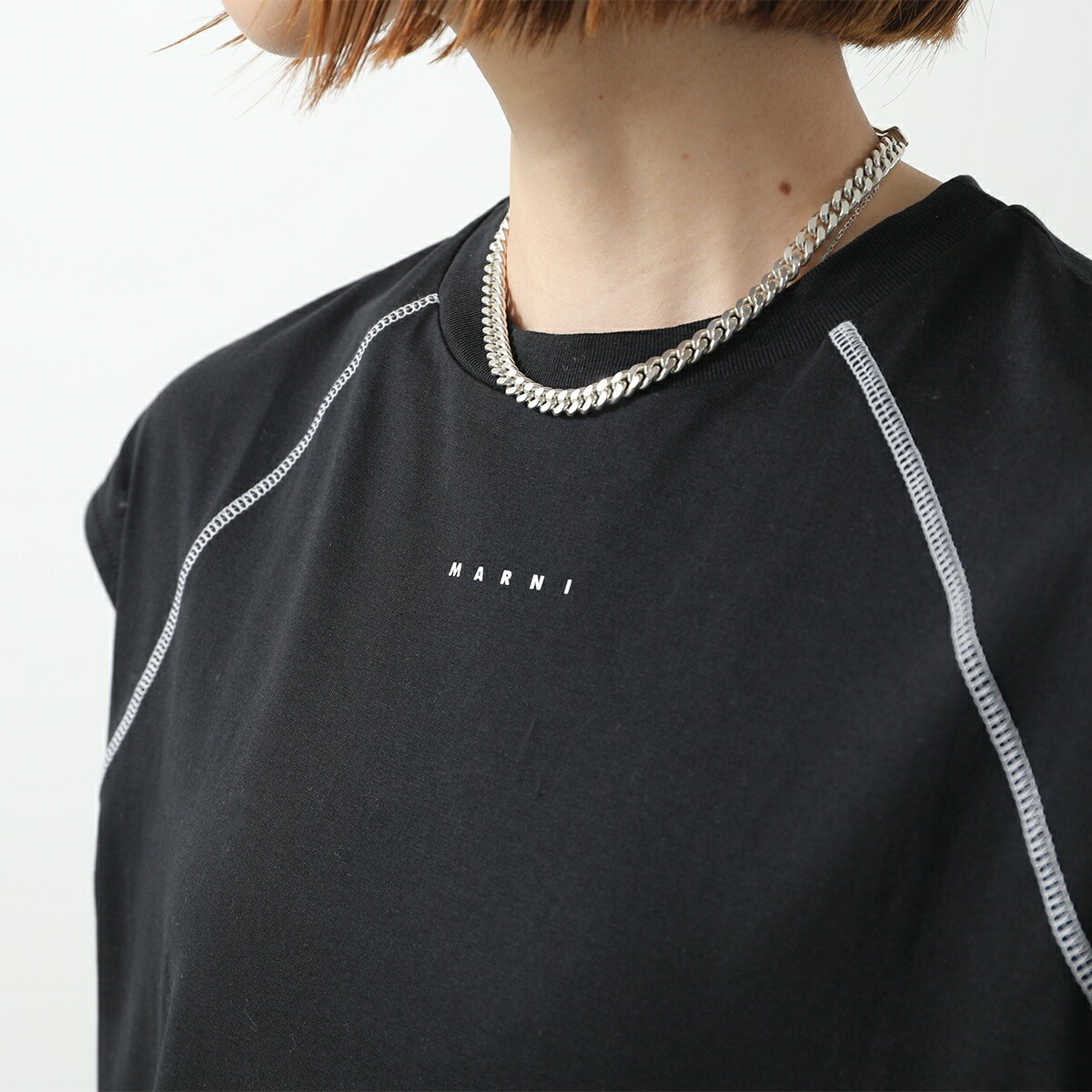MARNI KIDS マルニ キッズ Tシャツ M01356 M00RF レディース ガールズ ノースリーブ チュニック ちびロゴ クルーネック ポケット付 カラー2色 【mega】