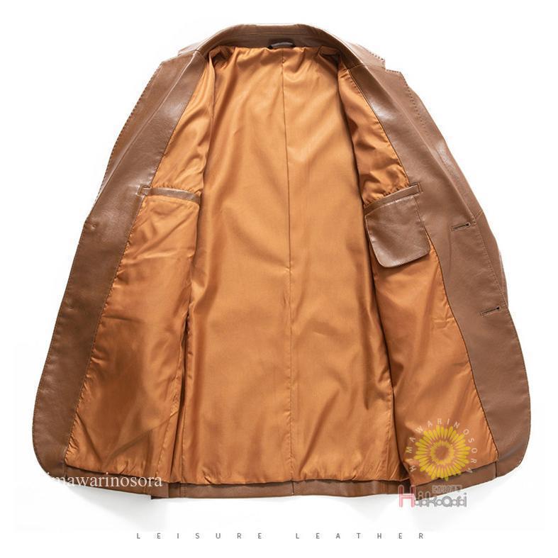 レザー テーラードジャケット メンズ スリムフィット ライダースジャケット レザージャケット 革ブレザー ビジネス