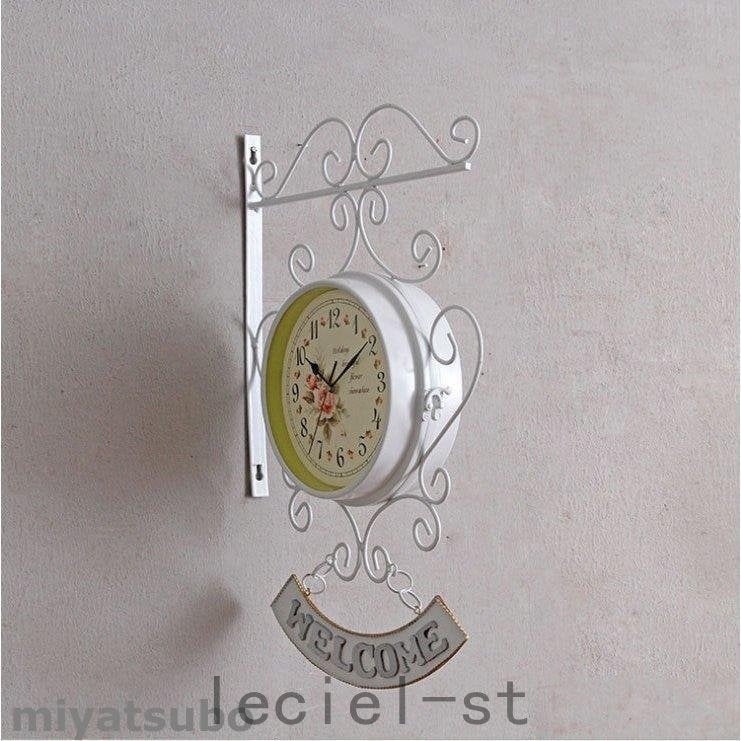 掛け時計 壁掛け時計 アンティーク 両面 レトロ おしゃれ 時計 壁掛け ウォールクロック アンティ