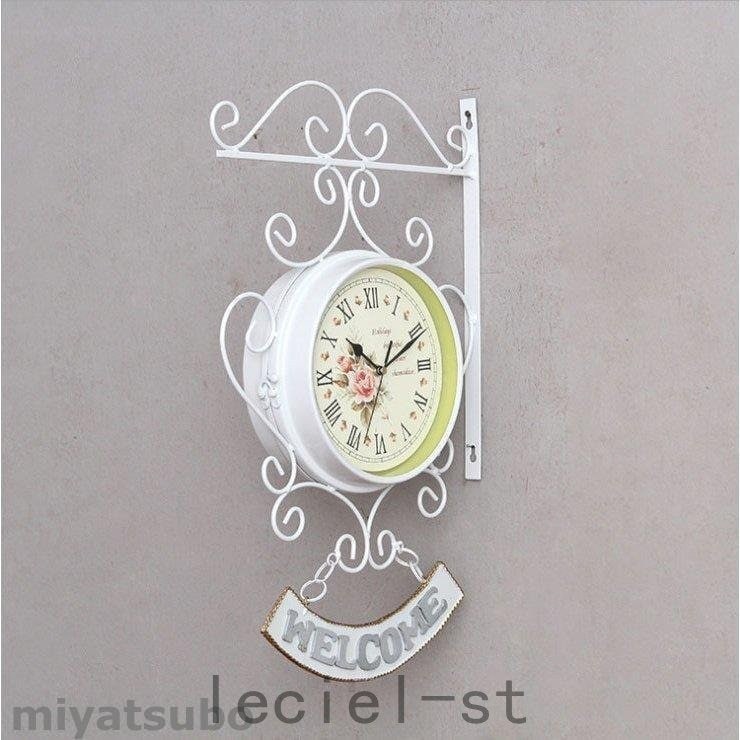 掛け時計 壁掛け時計 アンティーク 両面 レトロ おしゃれ 時計 壁掛け ウォールクロック アンティ