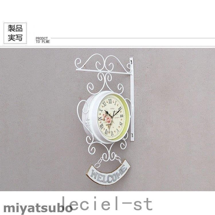 掛け時計 壁掛け時計 アンティーク 両面 レトロ おしゃれ 時計 壁掛け ウォールクロック アンティ