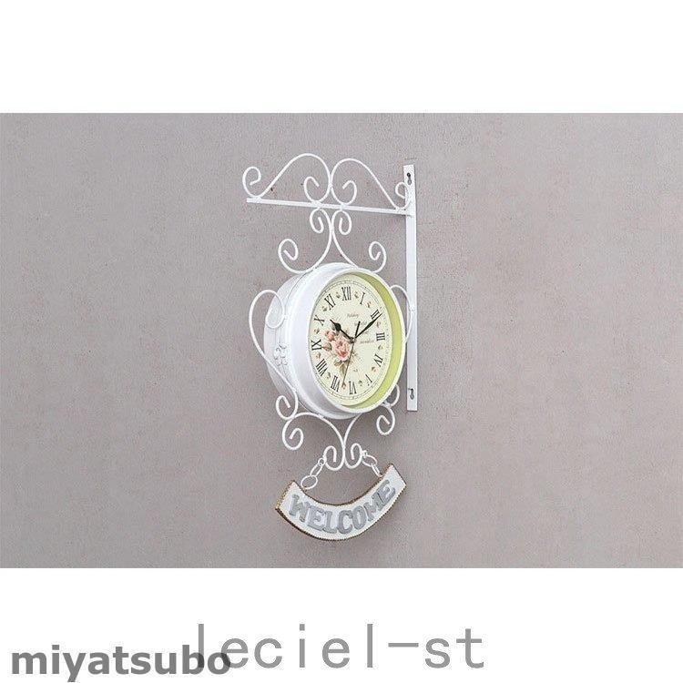 掛け時計 壁掛け時計 アンティーク 両面 レトロ おしゃれ 時計 壁掛け ウォールクロック アンティ