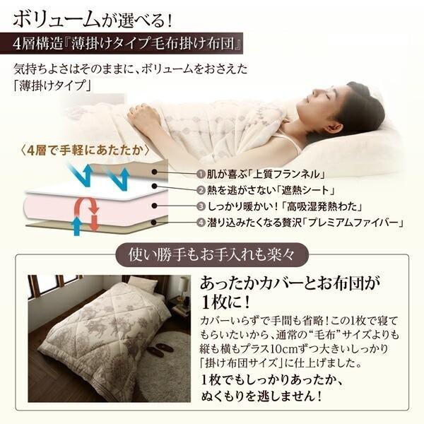 毛布 掛け布団 薄掛けタイプ セミダブル 高発熱わた入 プレミアムファイバー フランネル 2枚合せ 来客用 薄掛け 布団 薄掛け布団単品