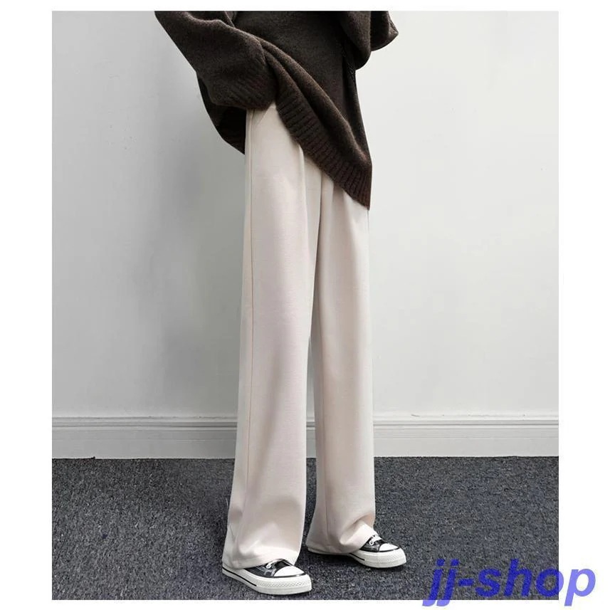 ワイドパンツレディース秋冬ボトムス裏起毛ストレッチ脚韓国風おしゃれ203040作ロングズボン厚ハイウエストあったかゆったり