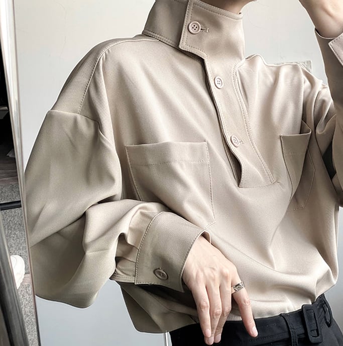 トップス 上着 人気 おすすめ おしゃれ お洒落 激安 安い プチプラ Tシャツ ロンT 長袖 襟付き スタンドカラー プルオーバー オーバーサイズ 無地 ドロップショルダー sh0135 トップス 上着 人気 おすすめ おしゃれ お洒落 激安 安い プチプラ Tシャツ ロンT 長袖 襟付き スタンドカラー プルオーバー オーバーサイズ 無地 ドロップショルダー sh0135