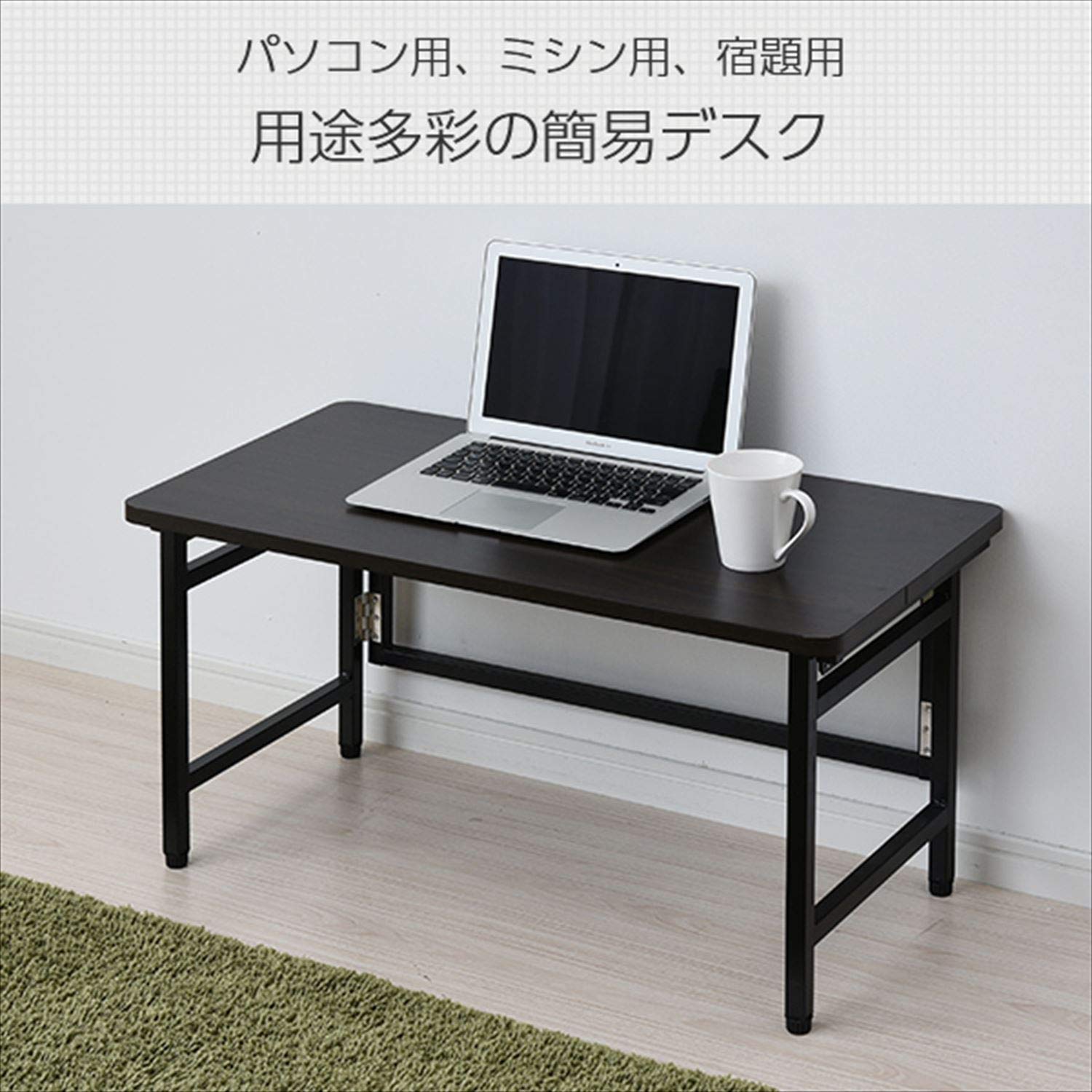 [山善] デスク ローテーブル 折りたたみ コンパクト 完成品 幅80×奥行40×高さ40cm 傷・汚れ・水分・熱に強い天板(メラミン加工) ウッドナチュラル/ホワイト RPST-8040L(WN/W