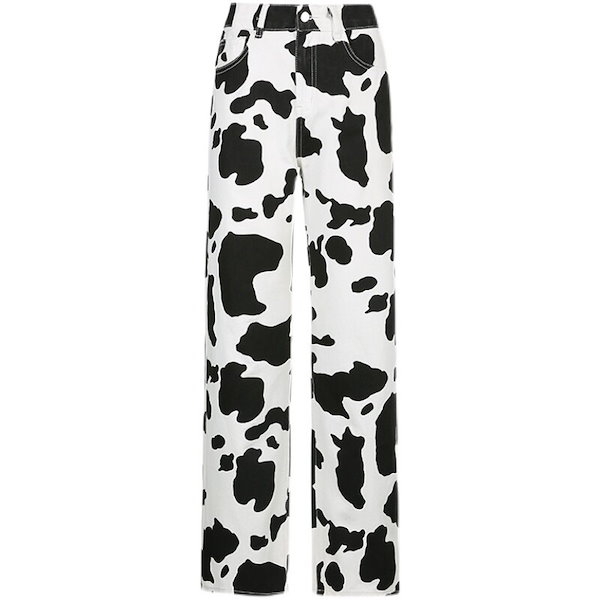 Qoo10] 牛柄デニムパンツジーンズロングパンツハイ