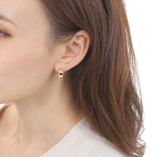 フープピアス K18 三日月型 地金＊18金【10×13mm 月甲フープ