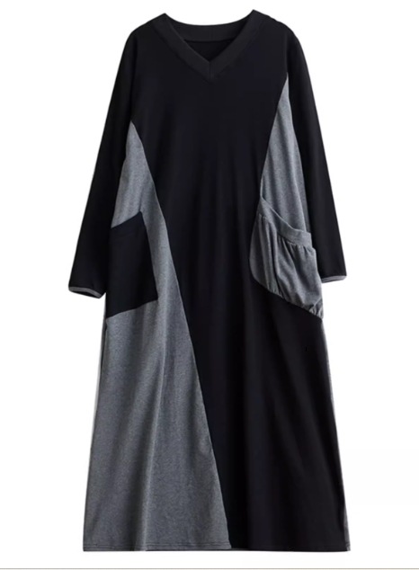 レディース ワンピース プルオーバー ミモレ ロング アシンメトリー 左右非対称 長袖 Vネック Aライン ポケット 切り替えデザイン バイカラー 大人可愛い シンプル カジュアル おしゃれ レディース ワンピース プルオーバー ミモレ ロング アシンメトリー 左右非対称 長袖 Vネック Aライン ポケット 切り替えデザイン バイカラー 大人可愛い シンプル カジュアル おしゃれ