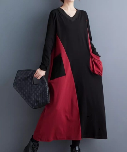 レディース ワンピース プルオーバー ミモレ ロング アシンメトリー 左右非対称 長袖 Vネック Aライン ポケット 切り替えデザイン バイカラー 大人可愛い シンプル カジュアル おしゃれ レディース ワンピース プルオーバー ミモレ ロング アシンメトリー 左右非対称 長袖 Vネック Aライン ポケット 切り替えデザイン バイカラー 大人可愛い シンプル カジュアル おしゃれ
