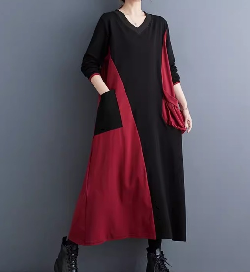 レディース ワンピース プルオーバー ミモレ ロング アシンメトリー 左右非対称 長袖 Vネック Aライン ポケット 切り替えデザイン バイカラー 大人可愛い シンプル カジュアル おしゃれ レディース ワンピース プルオーバー ミモレ ロング アシンメトリー 左右非対称 長袖 Vネック Aライン ポケット 切り替えデザイン バイカラー 大人可愛い シンプル カジュアル おしゃれ