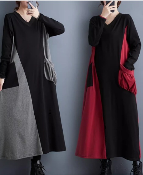 レディース ワンピース プルオーバー ミモレ ロング アシンメトリー 左右非対称 長袖 Vネック Aライン ポケット 切り替えデザイン バイカラー 大人可愛い シンプル カジュアル おしゃれ レディース ワンピース プルオーバー ミモレ ロング アシンメトリー 左右非対称 長袖 Vネック Aライン ポケット 切り替えデザイン バイカラー 大人可愛い シンプル カジュアル おしゃれ