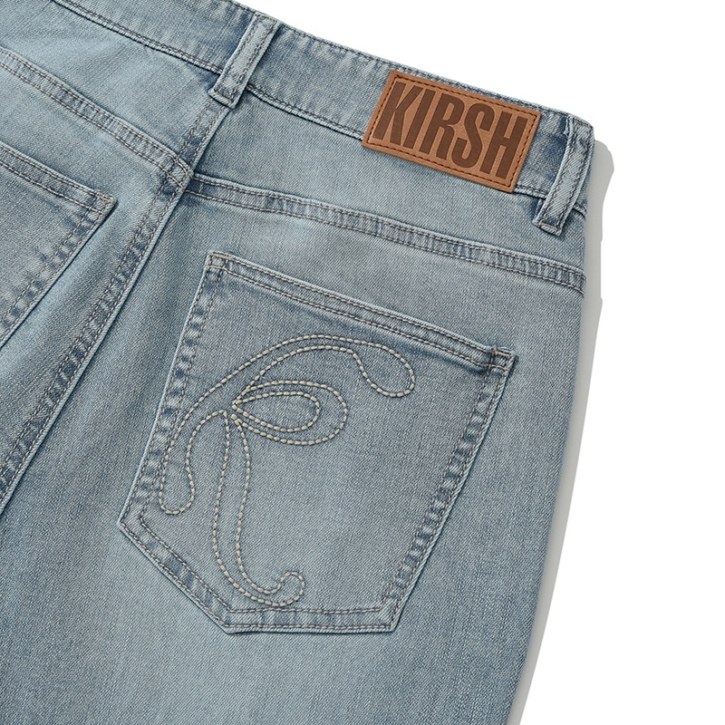 KIRSH PLAIN SEMI FLARE DENIM PANTS [LIGHT BLUE]
