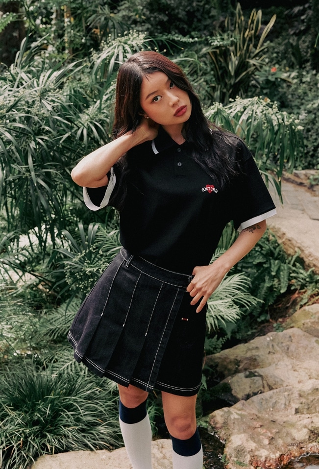 【ROMANTIC CROWN】HEART LOGO PIQUE SHIRT