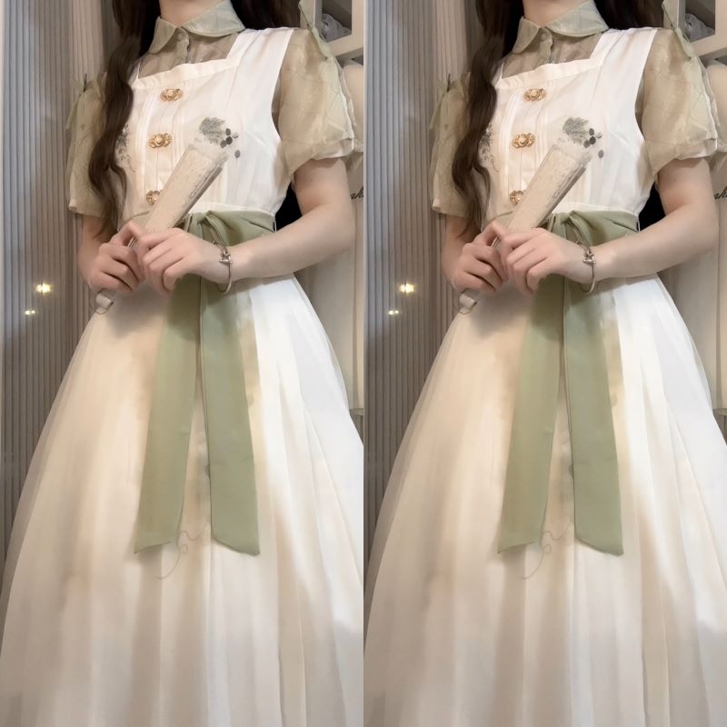 正規品デザイン青提詞新韓国cos要素ワンピース半袖シャツセット夏