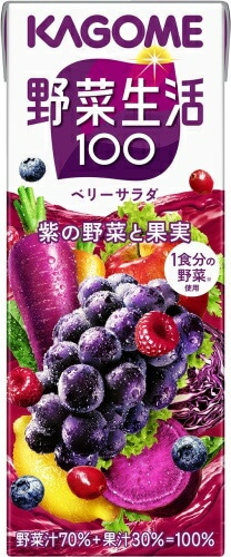 カゴメ 野菜生活100 ベリーサラダ 200ml 紙パック 96本 (24本入×4 まとめ買い) 野菜ジュース 紫の野菜と果実