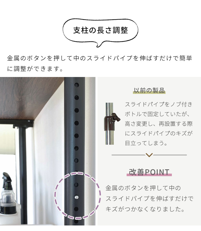 ランドリーラック 突っ張りラック 幅80cm 3段 突っ張りランドリーラック 縦型 洗濯機ラック おしゃれ ハンガーラック ゴミ箱上 高さ調節 伸縮 洗面所 収納 棚