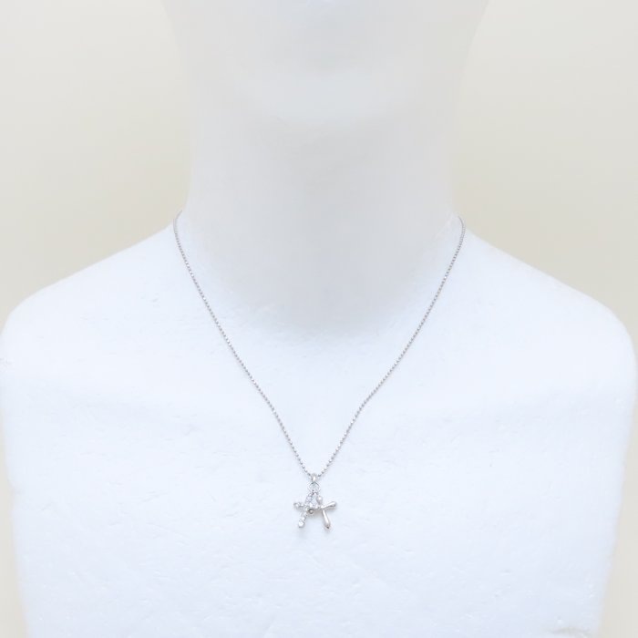 ダブルクロス ネックレス ダイヤモンド0.20ct ボールチェーン Pt900プラチナxPt850プラチナ /76184【中古】 ダブルクロス ネックレス ダイヤモンド0.20ct ボールチェーン Pt900プラチナxPt850プラチナ /76184【中古】