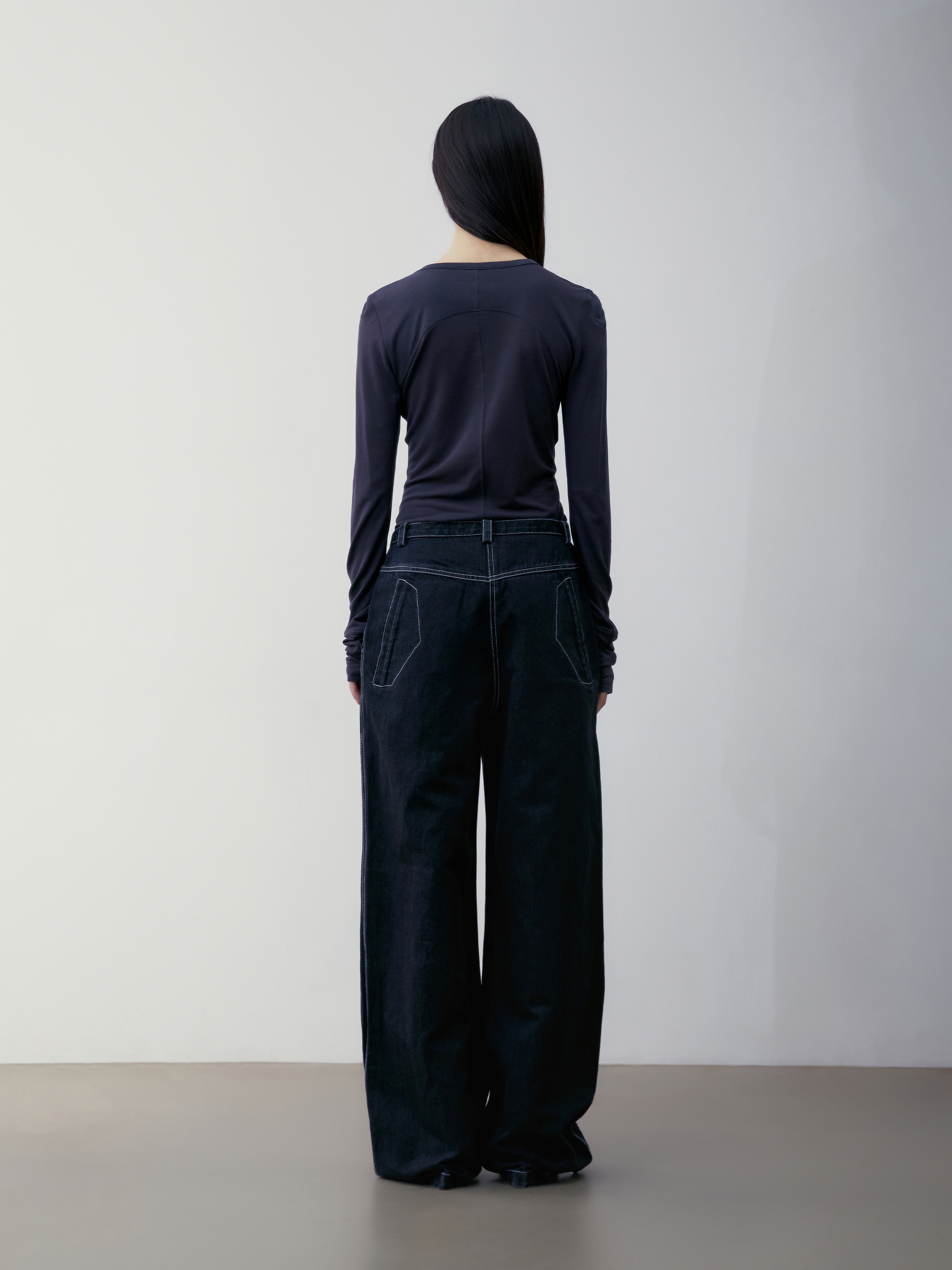 デニム・ジーパン LOW CLASSIC : 24FW / KNEE-PATCH DENIM PANTS (BLACK) LOW CLASSIC】 KNEE-PATCH DENIM PANTS : BLACK デニム・ジーンズ